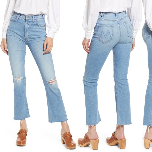 MOTHER Hustler Distressed Raw Hem Ankle Jeans - Picture 1 of 5